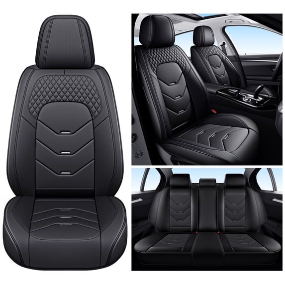 Fit for Honda Civic 2026, Perforated Quilted Leather Full Set of 5 Seats Waterproof Fine Exquisite Workmanship, Black Car Seat Covers, 4-Door Sedans Only, Pet Car Seat Covers