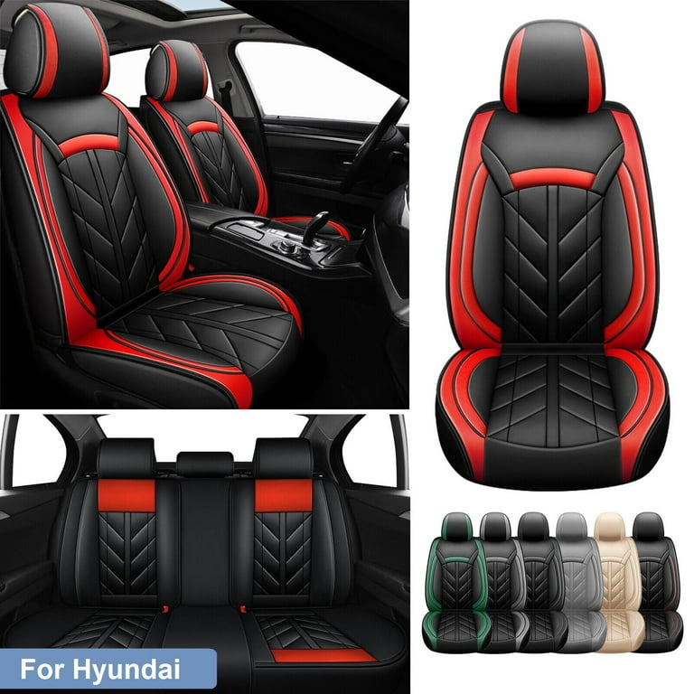 Hyundai 5 Seats Car Seat Covers PU Leather Waterproof for Veloster Elantra Sonata i10 Ioniq Kona Black Red Walmart