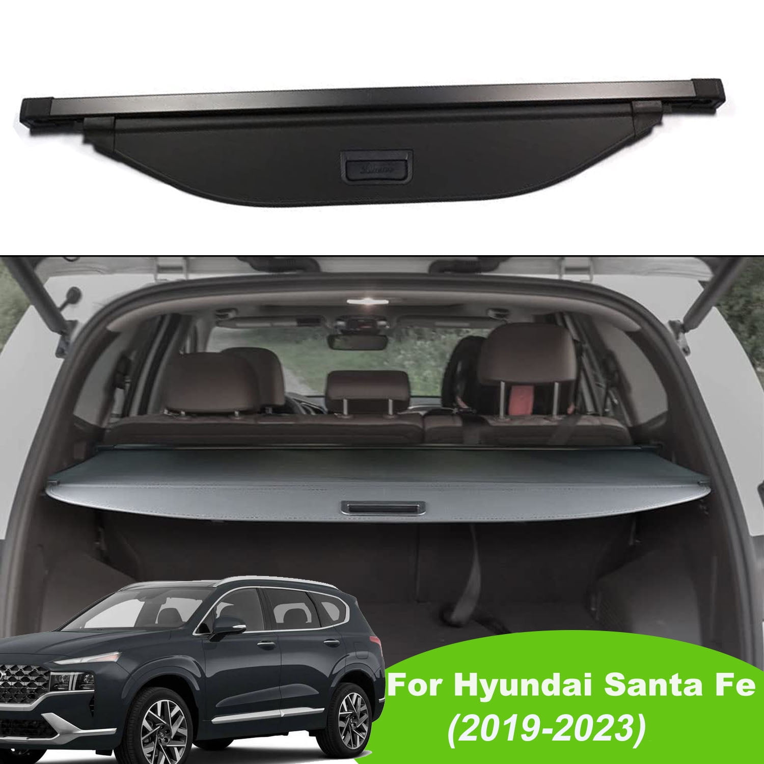 Fit Hyundai Santa Fe 2019 2020 2021 2022 2023 5 Seat Retractable Cargo Cover for Santa Fe 2019 2023 SUV Accessory Black Rear Trunk Security Privacy