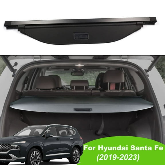Fit Hyundai Santa Fe 2019 2020 2021 2022 2023 (5 Seat) Retractable Cargo Cover for Santa Fe 2019-2023 SUV Accessory Black Rear Trunk Security Privacy Cover