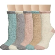 Fit In Clouds 5 pairs womens fuzzy winter socks thick plush warm & soft with casual crew height