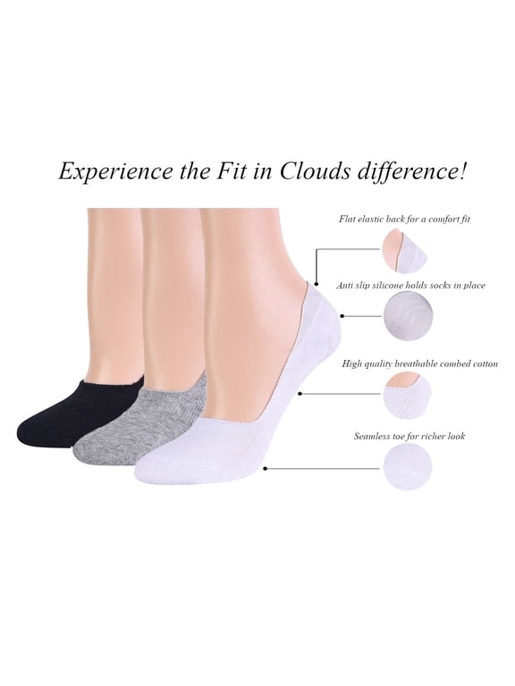 Women's No Show Cotton Socks, 6-Pack Hidden Low Cut Liner (size 8-11) - multi