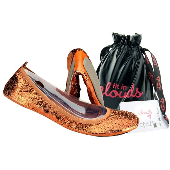 Fit In Clouds foldable portable flats with embellished metallic studs