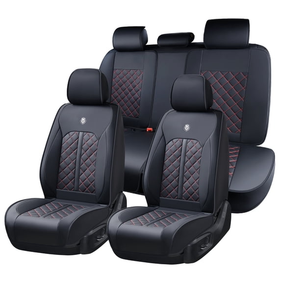 Fit for Infiniti M45 2003-2010 Seat Cover, Red Edge Car Seat Covers, Waterproof Leather 5 Seats Full Set Easy to Clean and Install Protect and Upgrade Seats, Beautify the Interior of Old Cars