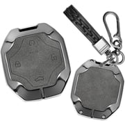 Fit for Jetour Traveller T2 Key Fob Case,Metal & Leather Protective Key Housing,Car Key Cover Compatible with Chery Jetour Traveller 2024 2025 2026,Grey