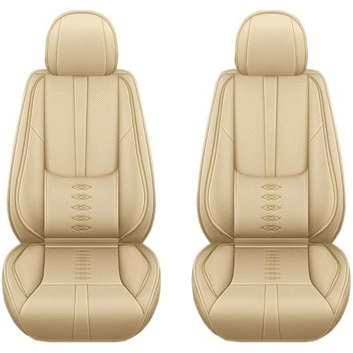 Fit for Kia 98% Models,Front Set Car Seat Protectors,Protecting the Car's Original Seats,Waterproof Synthetic Leather Car Seat Covers,Airbag Compatibility(Beige)
