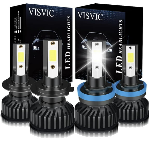 Fit For Kia Soul (2012-2013) LED Headlight Bulbs Combo H7+H11 High/Low Beam, LED Headlights Conversion kit 6500K Cool White Fast Installation, Pack of 4, Headlight Bulbs