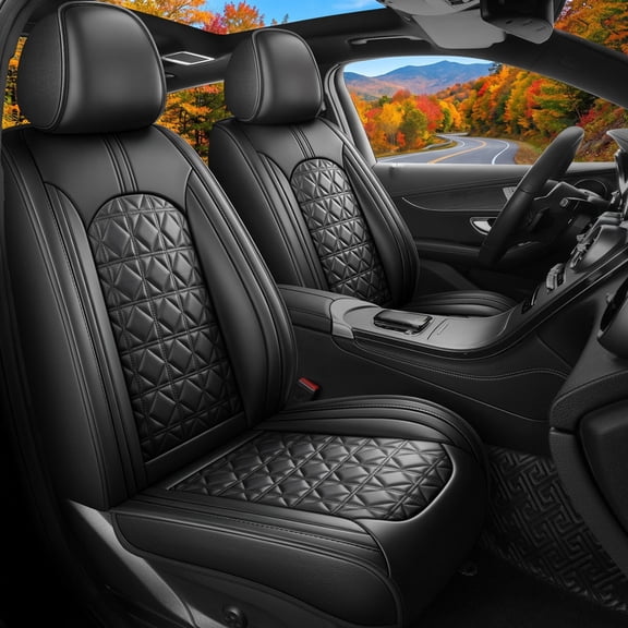 Fit for Kia Sportage 2009-2026 Waterproof Leather Seat Covers 5 Seats Full Set Custom : Car Seat Cover for Sportage Comfortable Breathable (Black-5PCS Full Set)