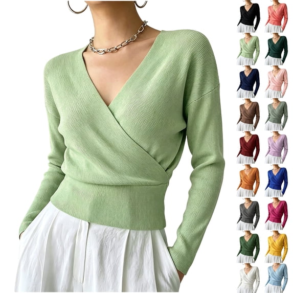 Fit Knit Tops for Women Oversized Trendy Long Sleeved Solid Color Collar Top Casual Sweater