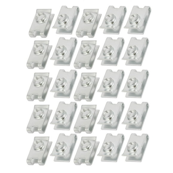 Fit M6 Screw 65Mn Spring Steel U Nut Silver Tone 19mm x 11mm 25pcs