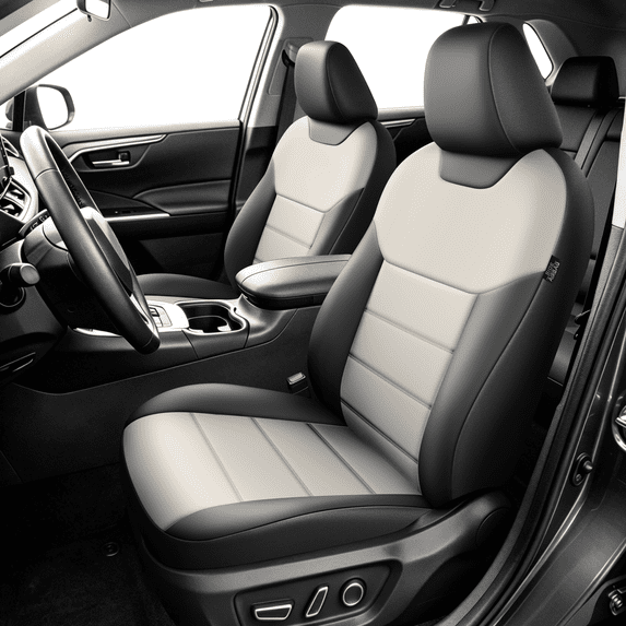 Fit for Mazda CX-5/CX5 2007-2026 Car Seat Protector,5-Seat Full Set Faux Leather Seat Covers,Airbag Compatible,Breathable,Stretch Fit,Horizontal Panel Design,Non-Slip,Gray