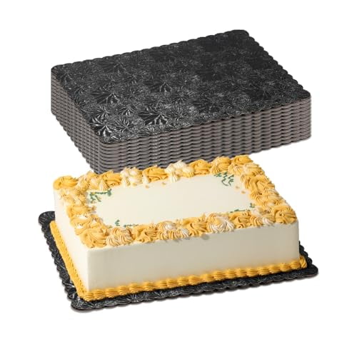 Fit Meal Prep [100 Pack] 14x10 Rectangular Cake Stand Gold Cardboard Cake Boards Quarter Sheet Disposable Cake Base, Desserts and Pastries Food Bottoms Grease Proof and Moisture Resistant