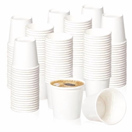 Fit Meal Prep [100 Pack 4 oz Disposable White Paper Cups - On the Go Hot and Cold Beverage All-Purpose Sampling Portion Cup for Coffee, Espresso, Cortado, Water, Tea and Juice, Food Grade Safe