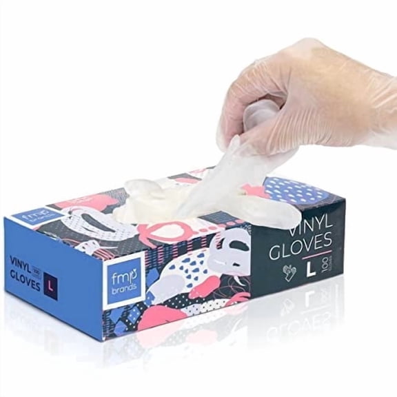 Fit Meal Prep 100 Pack Disposable Latex Free Large Vinyl Food Prep Gloves - Powder Free, Ideal for Kitchen, Bathroom, Household, Gardening