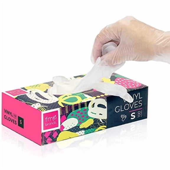 Fit Meal Prep 100 Pack Disposable Latex Free Small Vinyl Food Prep Gloves - Powder Free, Ideal for Kitchen, Bathroom, Household, Gardening