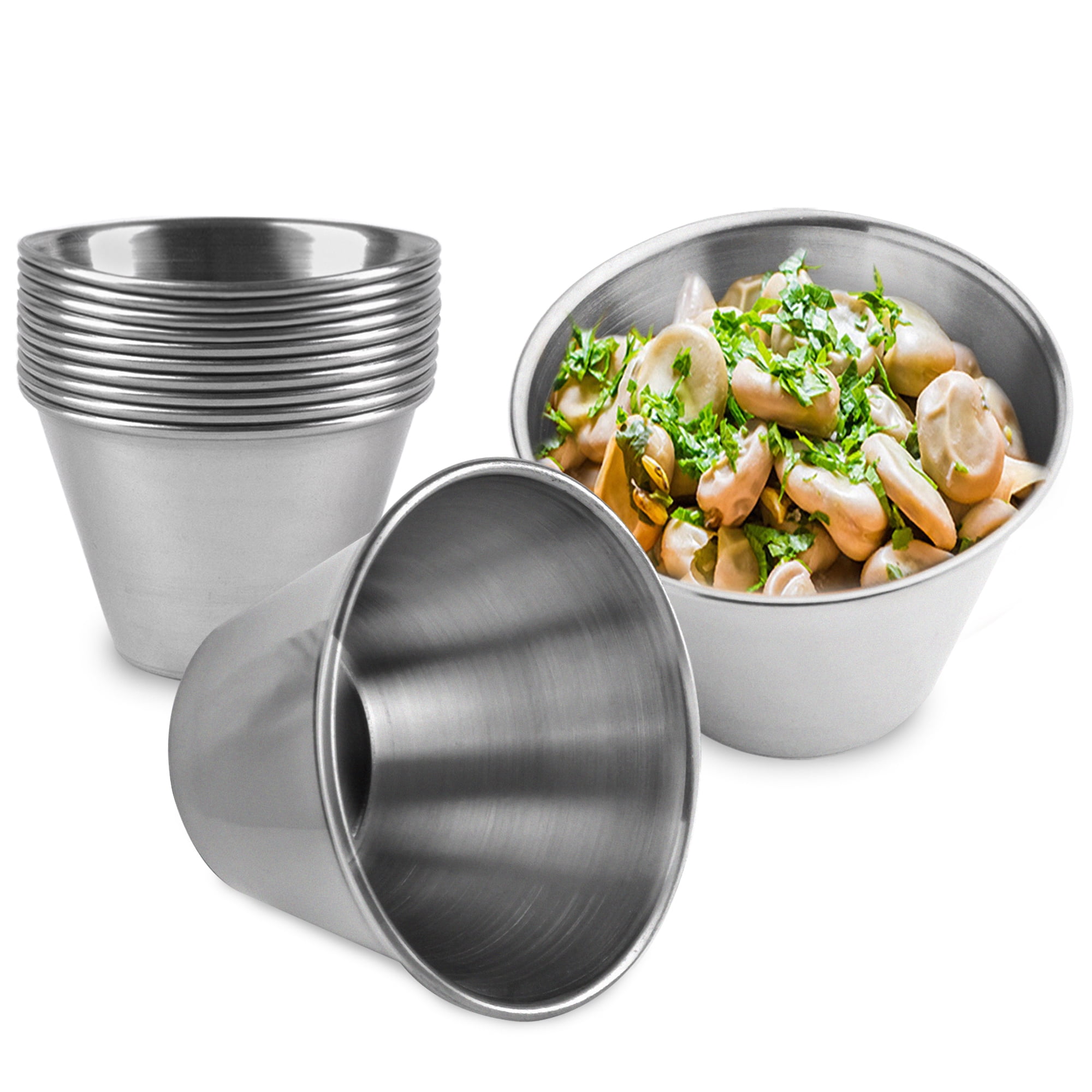 Fit Meal Prep [12 Pack 4 oz Stainless Steel Dipping Sauce Cups