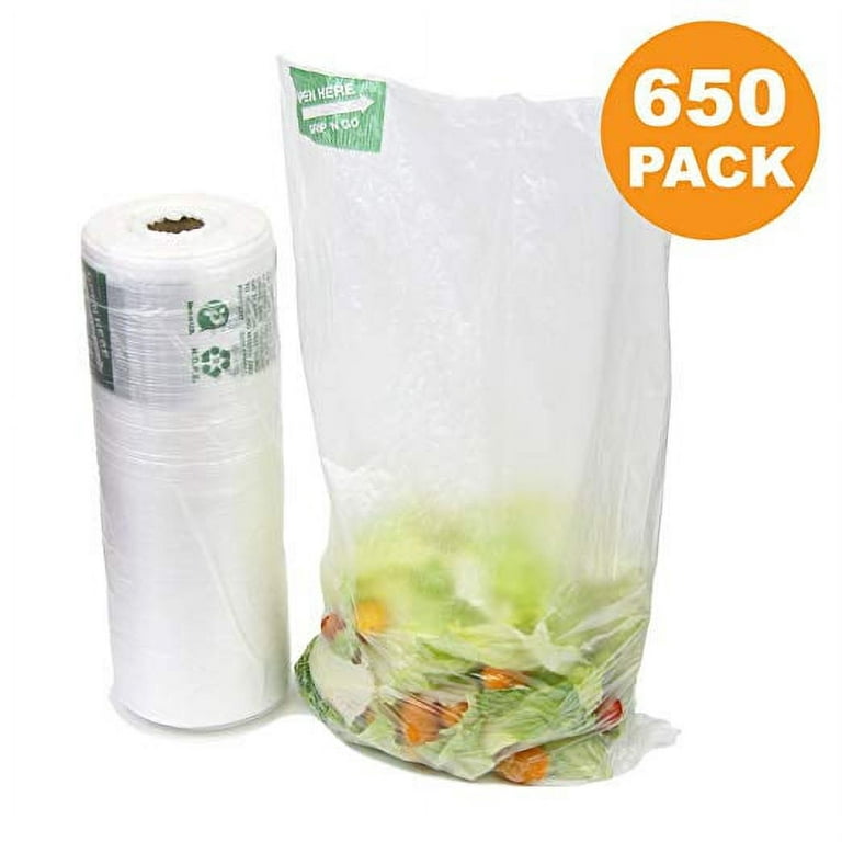 SJPACK 12 X 20 Plastic Produce Bag on a Roll, Food Storage Clear Bags,  350 Bags Per Roll, 1 Roll