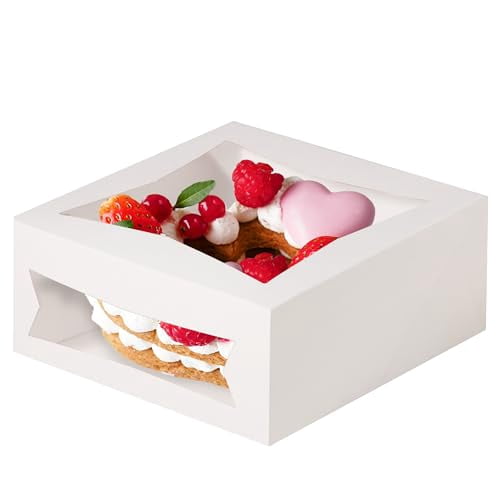 Fit Meal Prep 150 Pack Cake Boxes with Window 8 x 8 x 4 Inches Auto Pop ...