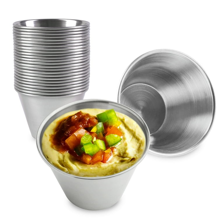 144 Pack) 2.5 oz Stainless Steel Sauce Cups, Condiment Cups