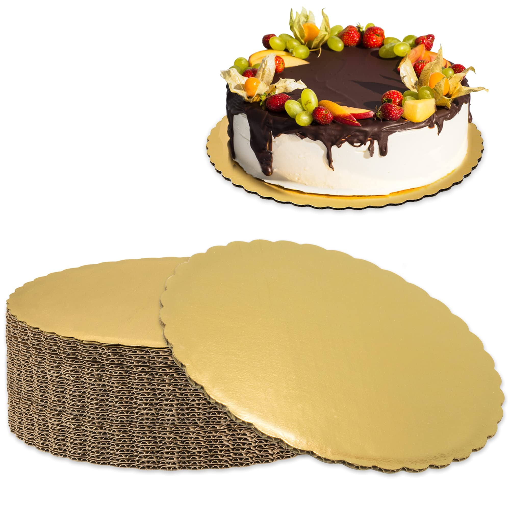 Fit Meal Prep [20 Pack] Cake Boards 10 Inch Round Gold Cardboard Rounds Disposable Pizza Circles ...