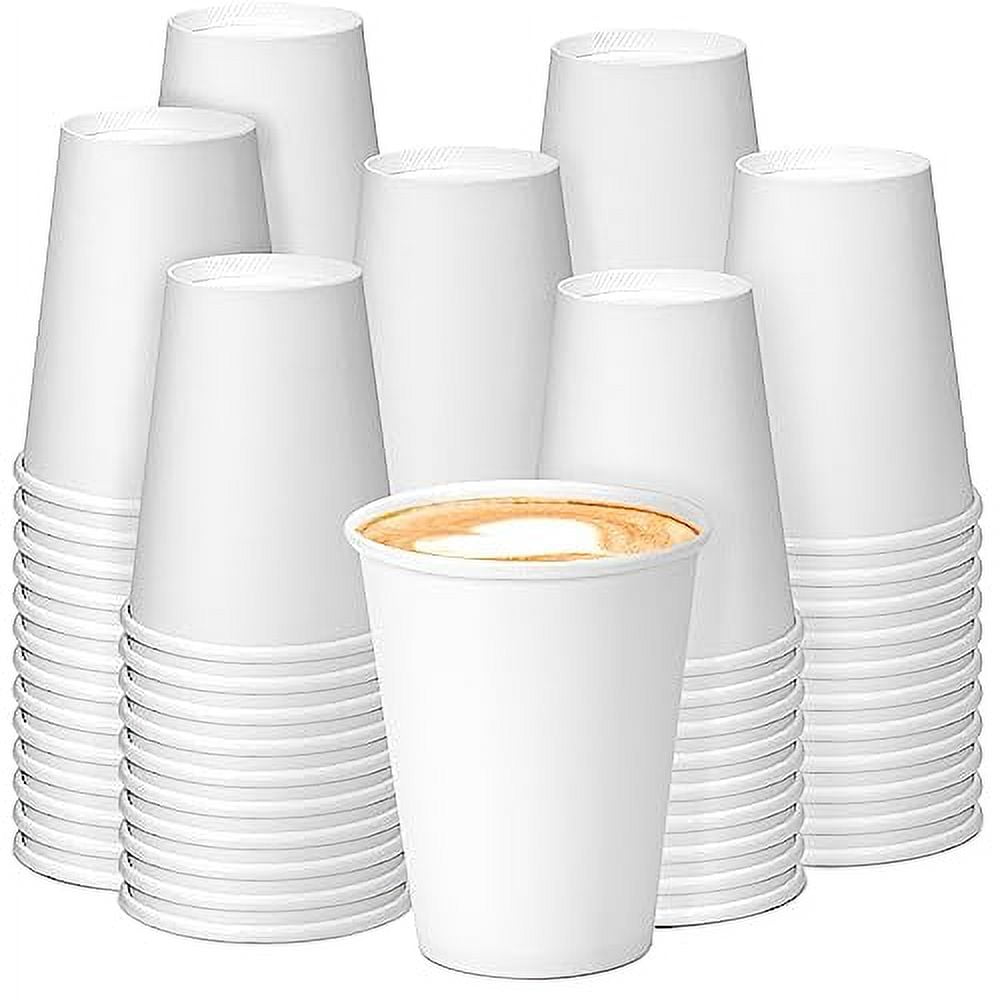 [200 Count] 8 oz Disposable Insulated Paper Coffee Cups with Lids - Double Wall Disposable Coffee Cups Sleeves Attached - Bio Degradable Eco Friendly