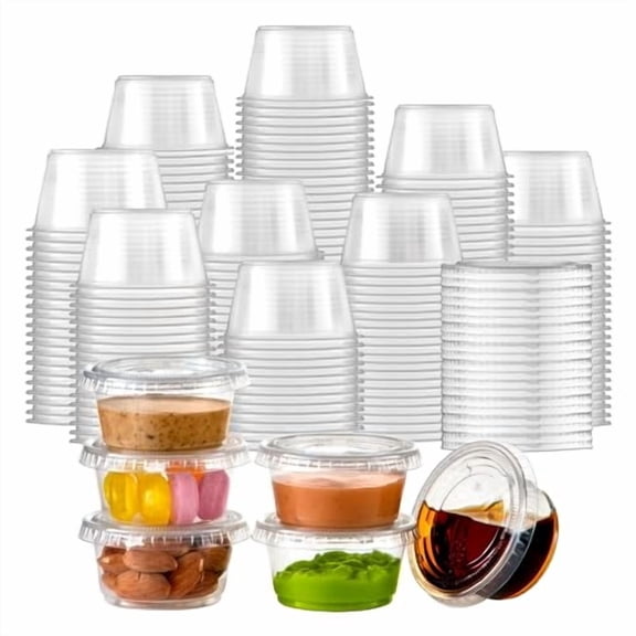 Fit Meal Prep 250 Pack 2 oz Jello Shot Cups with Lids, Disposable Souffle Portion Cups for Sauce