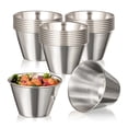 thumbnail image 1 of Fit Meal Prep 4 oz 24 Pack Stainless Steel Dipping Sauce Cups  Reusable Metal Condiment Bowls, Ramekins Salad Dressing Container for Ketchup Dressing, Home Party Restaurant Kitchen Use, 1 of 7