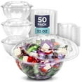 Fit Meal Prep 50 Pack 32 oz Disposable Plastic Clear Salad Bowls with