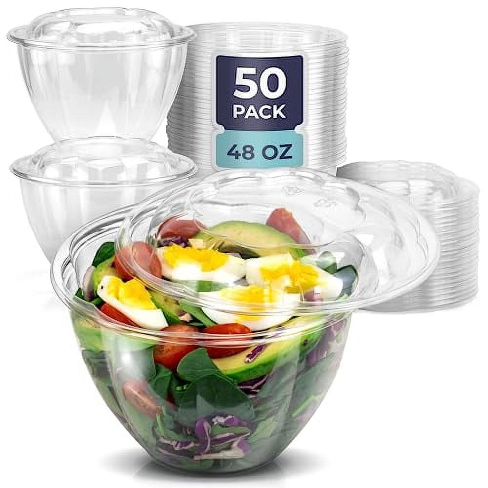 Stock Your Home Disposable Salad Bowls with Lids (50 Count) 48