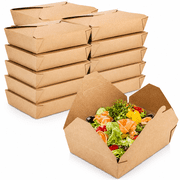 Fit Meal Prep 50 Pack 54 Oz Paper Food Containers to Go Boxes for Food Take Out - Microwaveable & Leakproof