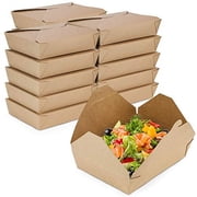 Fit Meal Prep 50 Pack 54 Oz Paper Food Containers to Go Boxes for Food Take Out - Microwaveable & Leakproof