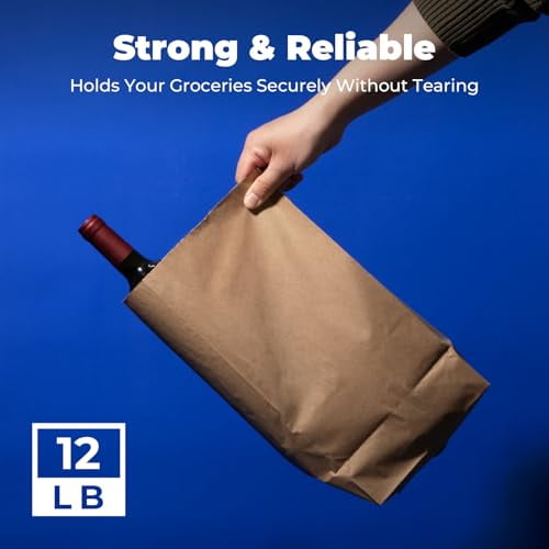 Fit Meal Prep 500 Pack 12 lb Brown Paper Lunch Bags, 13 x 7 x 4.5" Durable Paper Bags Bulk for Packing, Delivery, Take Out, Grocery, Retail Shopping, Premium Kraft Sack for Snacks,