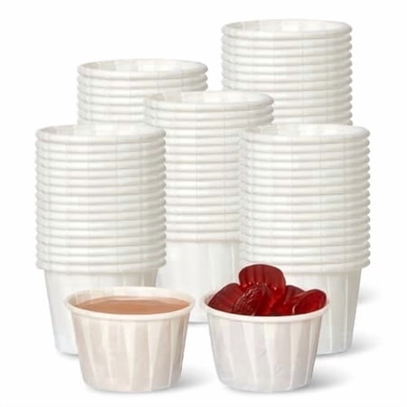 Fit Meal Prep [5000 Pack 0.75 oz Treated Paper Souffle Portion Cups for Condiments Samples Measuring Jello Shots Sauce Disposable Cup - White