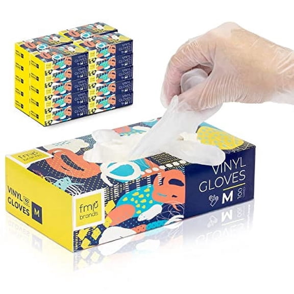 Fit Meal Prep 2000 Pack Disposable Latex Free Medium Vinyl Food Prep Gloves - Powder Free, Ideal for Kitchen, Bathroom, Household, Gardening