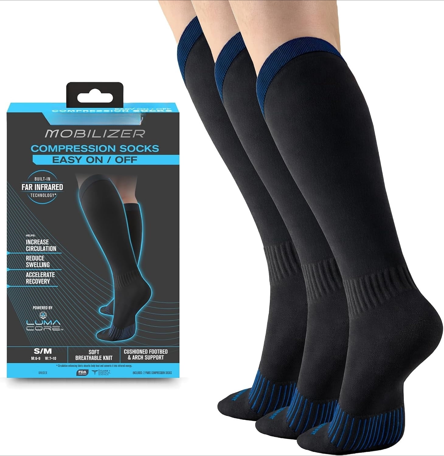 Fit Mobilizer Compression Socks Easy On & Off Improves Circulation ...