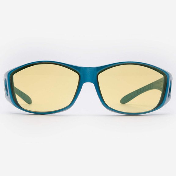 Fit Over Night Vision Glasses Anti Glare Night Driving Glasses Yellow Tinted Sunglasses for Men and Women with HD Yellow Glasses for Night Driving Wrap Around Wear Over Eyeglasses Modica in Blue