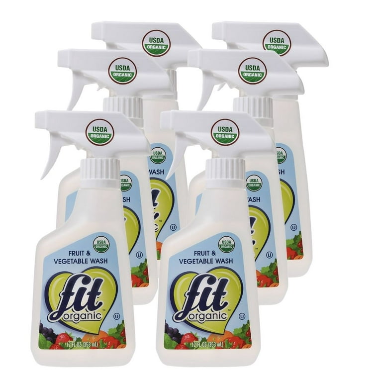 Fit Organic Produce Wash, 12 Oz Spray, Fruit and Vegetable Wash &  Pesticide/Wax Remover (Pack of 6)