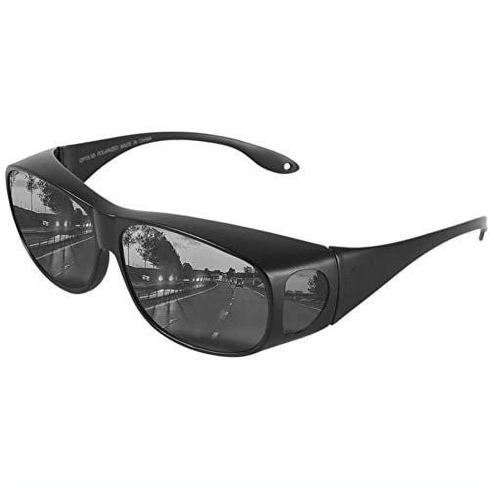 Fit Over HD Day / Night Driving Glasses Wraparound Sunglasses for Men, Women - Anti Glare Polarized Wraparounds