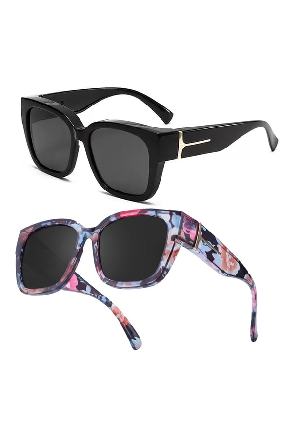 Fit Over Sunglasses for Women Men, Oversized Square Over Glasses Sunglasses for Outdoor
