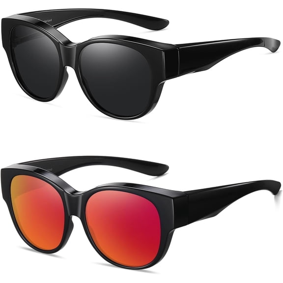 Fit Over Sunglasses for Women, Polarized Over-Glasses Round -Eye Shades with UV400 Protection