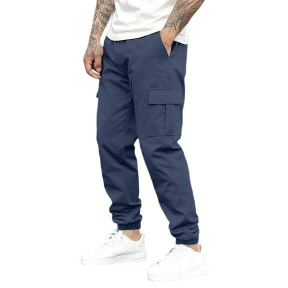 Fit Pants For Men, Outdoor Insulated Pants For Men Double Knee Pant For Men Pantalones Men's Casual Cargo Pants Lightweight Black Work Pants Men Slim Fit Men's Work Pants L Blue