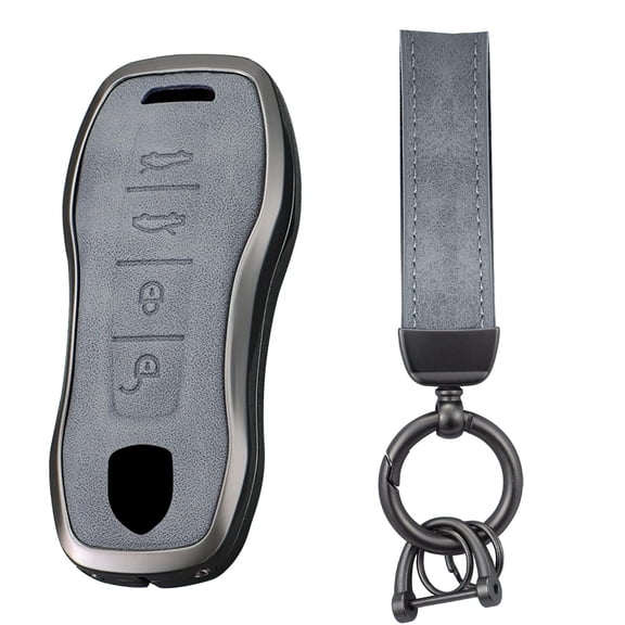 Fit for Porsche Key Fob Cover with Keychain Key Fob Protector Shell zinc alloy Smart Key Case Grey Key Case Protector Metal Keychain Fit for Porsche Key Fob Cover Keychain Type B