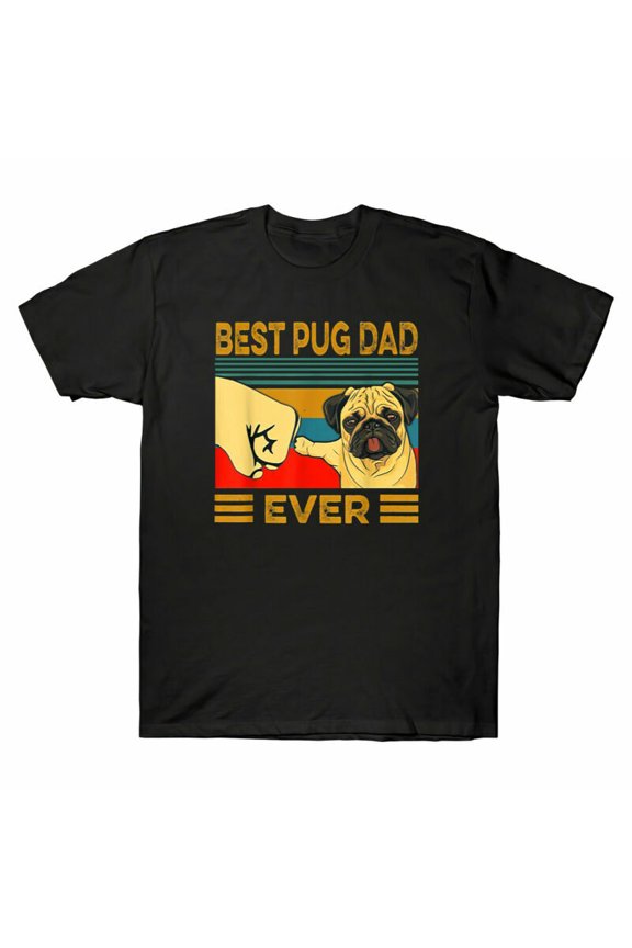 Fit Pug Dog Men's T-Shirt Bump Top Cotton Vintage Funny Ever Best Lover Dad Tee