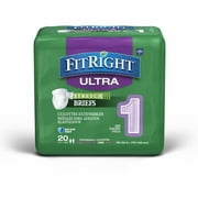 Fit Right Stretch Adult Ultra Briefs, Disposable Incontinence Diapers with Tabs, Heavy Absorbency, Medium/Regular, 30"-52", 20 Count