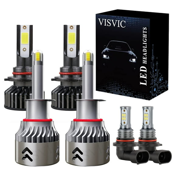 Fit For SUBARU OUTBACK (2000-2004) LED Headlight Bulbs Combo, 9005/HB3 High Beam + H1 Low Beam + 9006 Fog Light LED Bulbs, 6000K Cool White LED Headlight Conversion Kit, Pack of 6, Headlight Bulbs