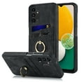 thumbnail image 1 of Fit for Samsung Galaxy A13 4G Case Card Pocket 360° Rotatable Ring Holder Kickstand, Shockproof Drop Resistant PU Leather Soft TPU Back Protective Phone Case For Samsung Galaxy A13 4G, Black, 1 of 8