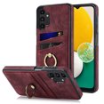 thumbnail image 1 of Fit for Samsung Galaxy A13 4G Case Card Pocket 360° Rotatable Ring Holder Kickstand, Shockproof Drop Resistant PU Leather Soft TPU Back Protective Phone Case For Samsung Galaxy A13 4G, Winered, 1 of 8