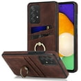 thumbnail image 1 of Fit for Samsung Galaxy A52 5G/4G Case Card Pocket 360° Rotatable Ring Holder Kickstand, Shockproof Drop Resistant PU Leather Soft TPU Back Protective Phone Case For Samsung Galaxy A52 5G/4G, Coffee, 1 of 8