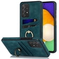 thumbnail image 1 of Fit for Samsung Galaxy A52 5G/4G Case Card Pocket 360° Rotatable Ring Holder Kickstand, Shockproof Drop Resistant PU Leather Soft TPU Back Protective Phone Case For Samsung Galaxy A52 5G/4G, Blue, 1 of 8