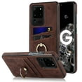 thumbnail image 1 of Fit for Samsung Galaxy S20 Ultra Case Card Pocket 360° Rotatable Ring Holder Kickstand, Shockproof Drop Resistant PU Leather Soft TPU Back Protective Phone Case For Samsung Galaxy S20 Ultra, Coffee, 1 of 8
